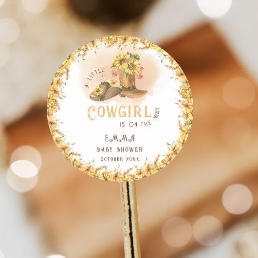 rustieke wild west meisje douche ronde sticker