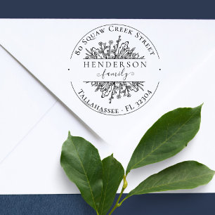 Rustieke Wildbloemen familie retour adres Rubberstempel