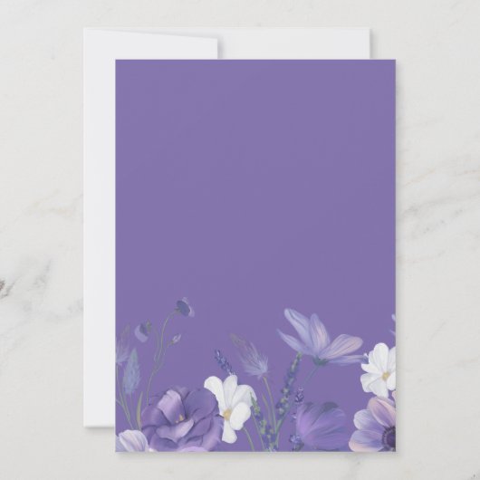 Rustieke Wildbloemen Mauve Paarse bruiloft Kaart (Achterkant)