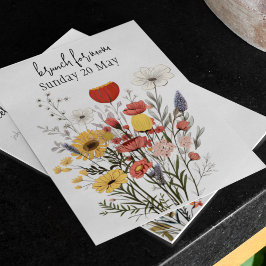 Rustieke Wildbloemen Moederdag Brunch Kaart