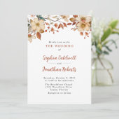 Rustieke Wildbloemen QR Code Herfst Bruiloft Kaart (Staand voorkant)