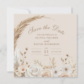 Rustieke Wilde Bloem Beige Save the Date (Voorkant)