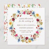 Rustieke Wilde Bloem Bruiloft Save the Date Uitnod Kaart (Voorkant / Achterkant)