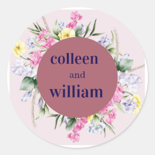 Rustieke Wilde Bloem Bruiloft Sticker – Folk Bloem