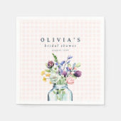 Rustieke Wilde Bloem Mason Jar Picknick Bruidsfees Servet (Voorkant)
