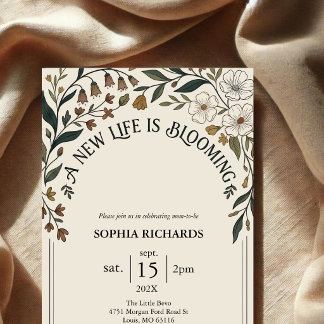 Rustieke wilde bloemen baby shower kaart