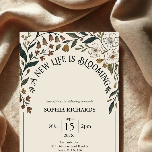 Rustieke wilde bloemen baby shower kaart