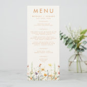 Rustieke Wilde Bloemen Bruiloft Menu (Staand voorkant)