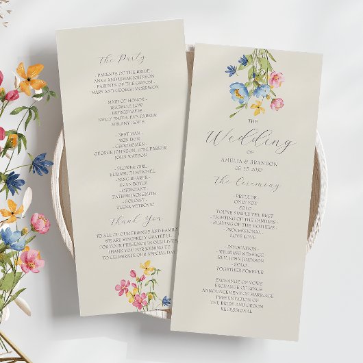 Rustieke Wilde Bloemen Bruiloft Programma