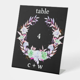Rustieke Wilde Bloemen Folk Krans Bruiloft Tafel N Reclamebord Met Voetstuk