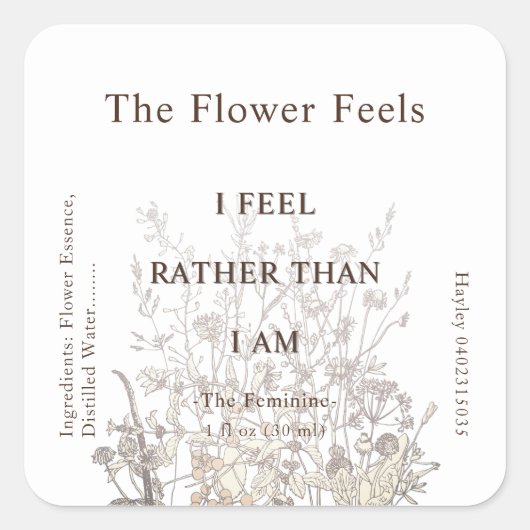 Rustieke wilde bloemen kruid aards bloemig vierkante sticker (Voorkant)