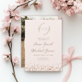 Rustieke Wilde Bloemen met Foto Boho Landelijke Bl Kaart