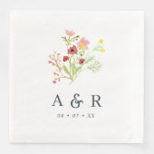 Rustieke Wilde Bloemen Monogram Bruiloft Servet (Voorkant)