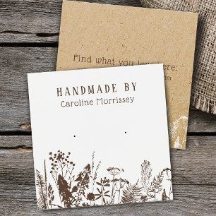 Rustieke Wilde Bloemen Stud Oorbellen Displaykaart Vierkante Visitekaartjes