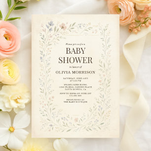 Rustieke wilde bloementuin Boho baby shower Kaart