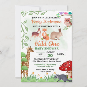 Rustieke Wilde Dieren Baby Shower Kaart