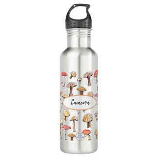 Rustieke wilde paddestoel met de hand geïllustreer waterfles 