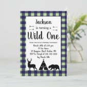 Rustieke Wilderness & Dier Plaid Wild Een Verjaard Kaart (Staand voorkant)