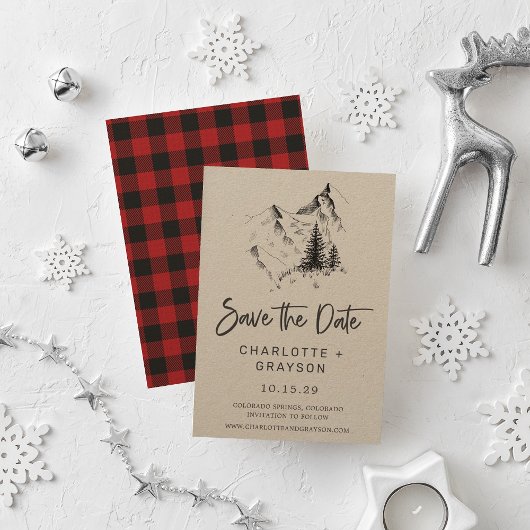 Rustieke wildernis | Berg Plaid Save the Date  Kaart