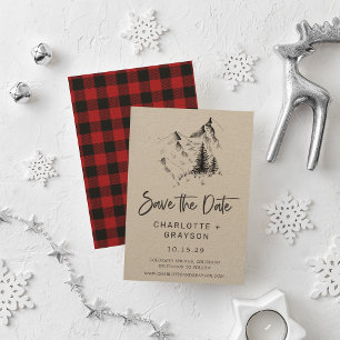 Rustieke wildernis   Mountain Plaid Save the Date Kaart