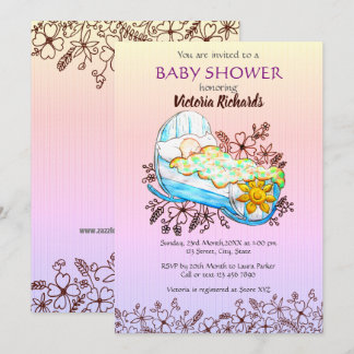 Rustieke Wildflower Baby in Cradle Baby shower Kaart