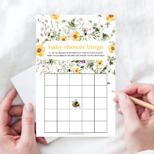 Rustieke Wildflower Bee Baby shower Bingogame
