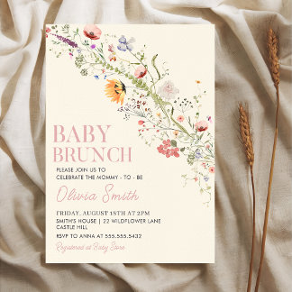 Rustieke Wildflower Bloemen Baby Brunch Baby showe Kaart
