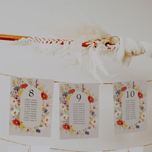 Rustieke Wildflower Bloemen Bruiloft Tafel Plan Ka Kaart