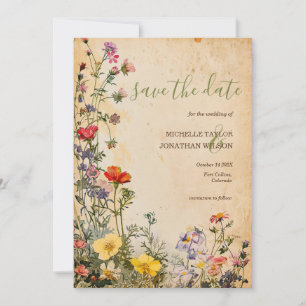  rustieke Wildflower Botanical Save the Date Kaart