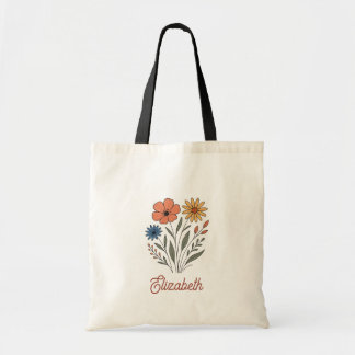 Rustieke Wildflower Bruidsmeisje Naam Bloemen Mode Tote Bag