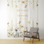 Rustieke Wildflower bruiloft achtergrond Wandkleed (In situ)