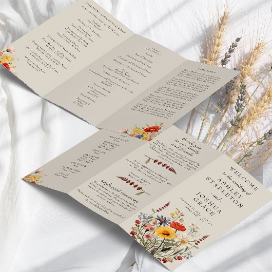 Rustieke Wildflower bruiloft ceremonie programma