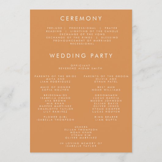 Rustieke Wildflower bruiloft ceremonie Programma (Achterkant)