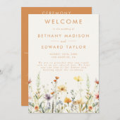 Rustieke Wildflower bruiloft ceremonie Programma (Voorkant / Achterkant)