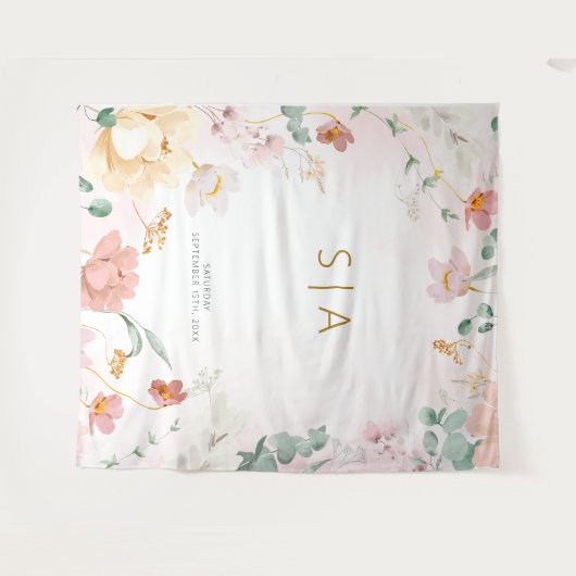 Rustieke Wildflower bruiloft Tapestry Wandkleed (Voorkant (horizontaal))