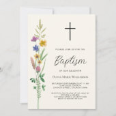 Rustieke Wildflower Doop Kaart (Voorkant)