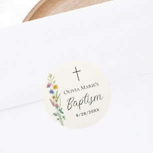 Rustieke Wildflower Doop Ronde Sticker