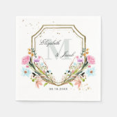 Rustieke Wildflower Elegante Gold Crest Wedding Servet (Voorkant)
