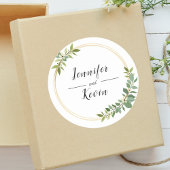 Rustieke Wildflower Groen Bladgroen Bruiloft Ronde Sticker