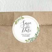 Rustieke Wildflower Groene Bruiloft Save The Date Ronde Sticker