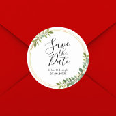 Rustieke Wildflower Groene Bruiloft Save The Date Ronde Sticker