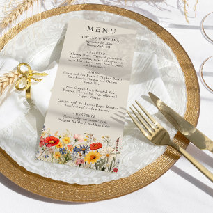 Rustieke Wildflower Land Bloemen Bruiloft Menu Kaart