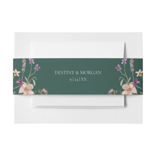 Rustieke Wildflower Lijst Smaragd Groene Bruiloft Uitnodigingen Wikkel (Voorkant Voorbeeld)