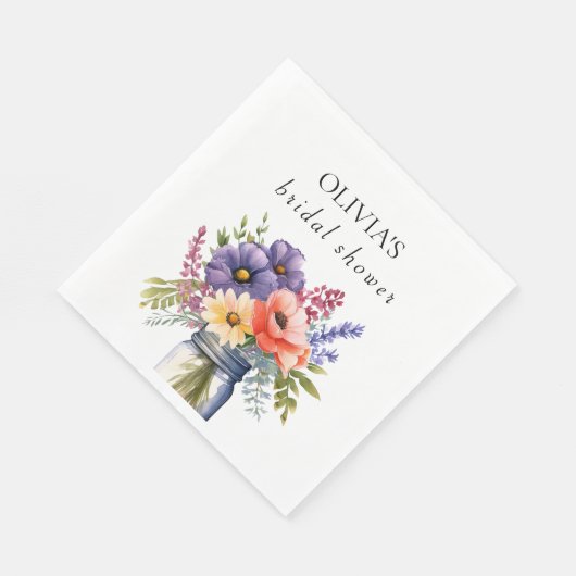 Rustieke Wildflower Mason Jar Vrijgezellenfeest Pa Servet (Hoek)