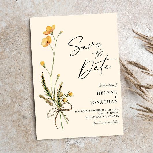 Rustieke Wildflower Modern Elegant Boho Bruiloft Save The Date