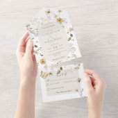 Rustieke Wildflower Ovaal Lijst Wit Geen Diner All In One Uitnodiging (Afscheurbaar)