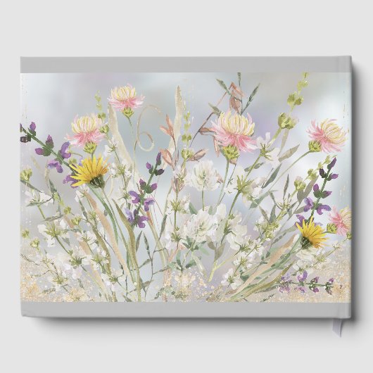Rustieke Wildflower Pastel Tuin Bruiloft Gastenboek (Achterkant)