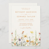 Rustieke Wildflower QR Code Wedding Kaart (Voorkant / Achterkant)