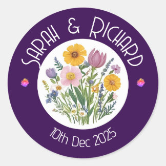 Rustieke Wildflower Spring Wedding, Romantische tu Ronde Sticker