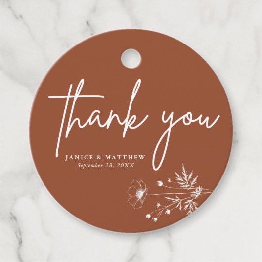 Rustieke Wildflower Terracotta Boho Wedding Bedankjes Labels (Voorkant)